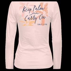 NWOT Salt Life Women's Pink Keep Palm Carry On  Long Sleeve T-Shirt Size M
